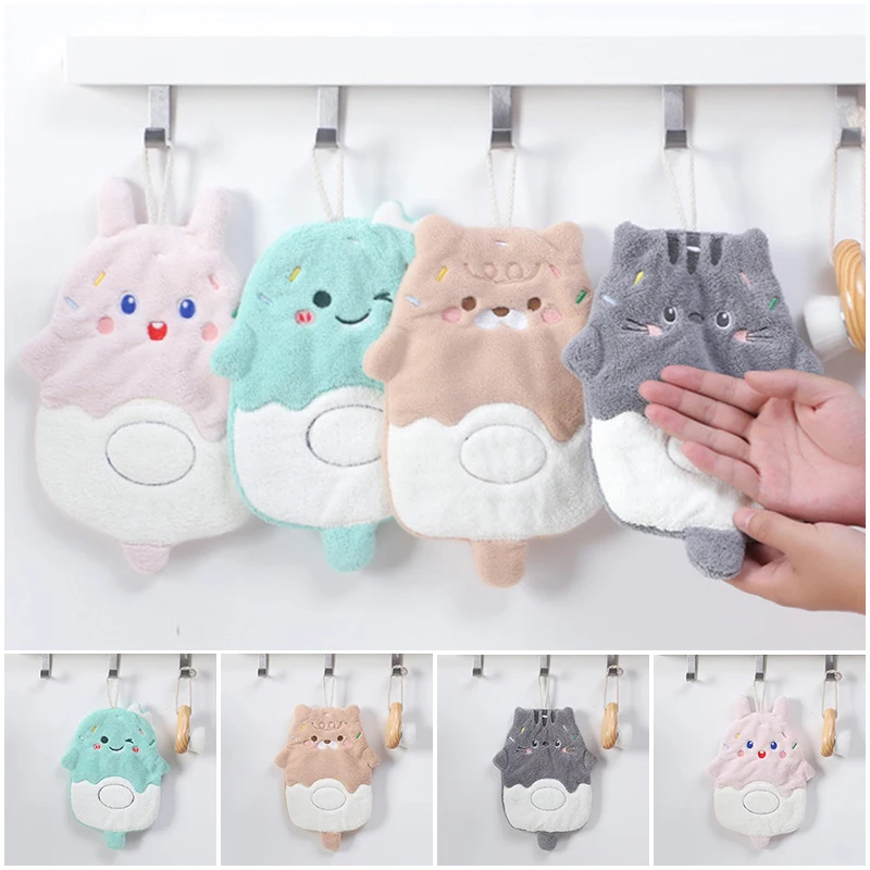 Kawaii Hand Towel Soft Cartoon Washcloth Kitchen Hanging Absorbent Towels Bathroom Accessories Home Decoration Supplies 타올