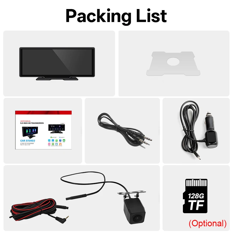 10.26” 4K DVR Portable Car Radio Wireless CarPlay Android Auto Dash Cam IPS Touc