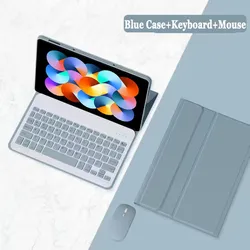 Premium Magnetic Keyboard Case with Wireless Mouse for Tablets - Enhanced Protection & Functionality (Ice Blue mouse)
