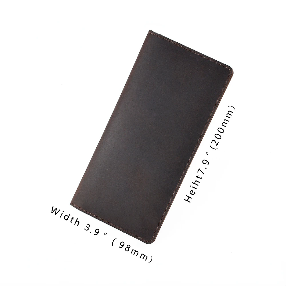 Handmade Retro Crazy Horse Cowhide Wallet Genuine Leather Men's Handheld Long Wallet
