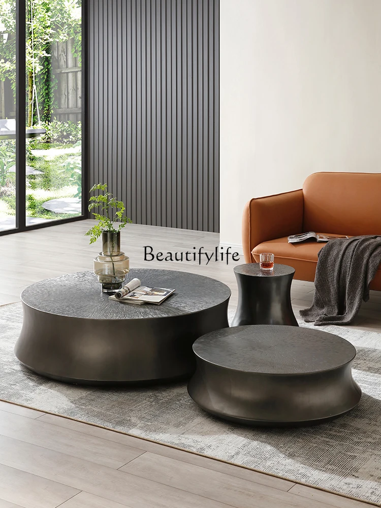 

Italian Minimalist Living Room round Tea Table Light Luxury Modern Minimalist Frp Designer Creative Tea Table