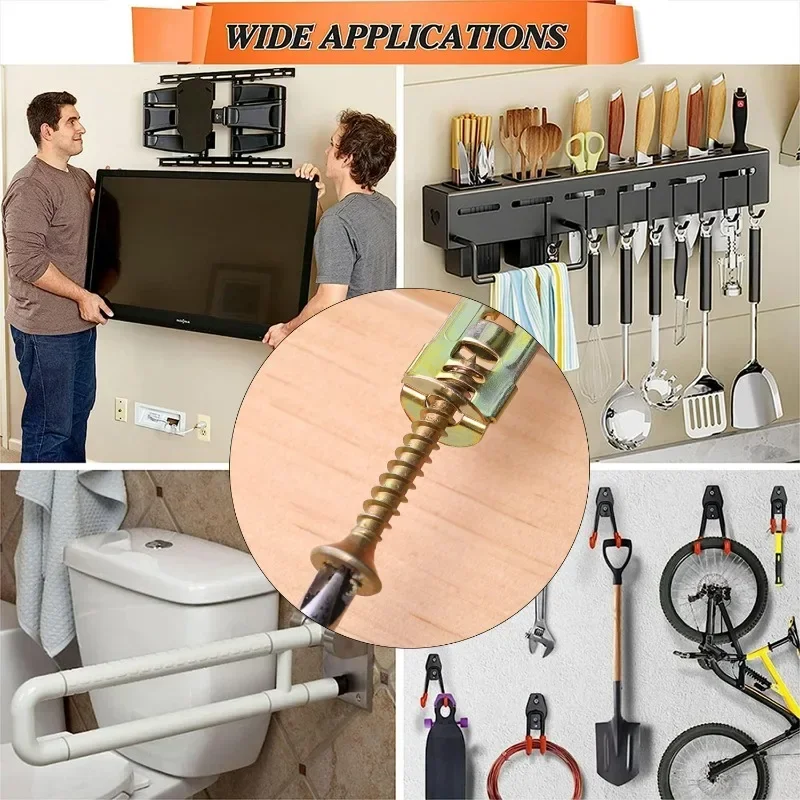 10/100Pcs Self Drilling Drywall Anchors Screws Heavy Duty Zinc Plated Metal Expansion for Photo Frames Wall TV Shelf Straps
