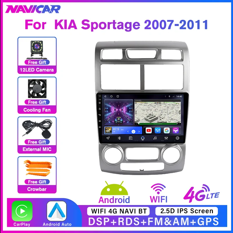 

2 Din Car Radio For KIA Sportage 2007-2011 6G+128G Android10.0 GPS Navigation Stereo Multimedia Player Car Receiver Carplay DSP