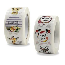 

100PCS flowers Cheetah Sticky Labels Thank You Sticker Sealing Paper Stickers Stationery Supply Decoration Child Scrapbooking