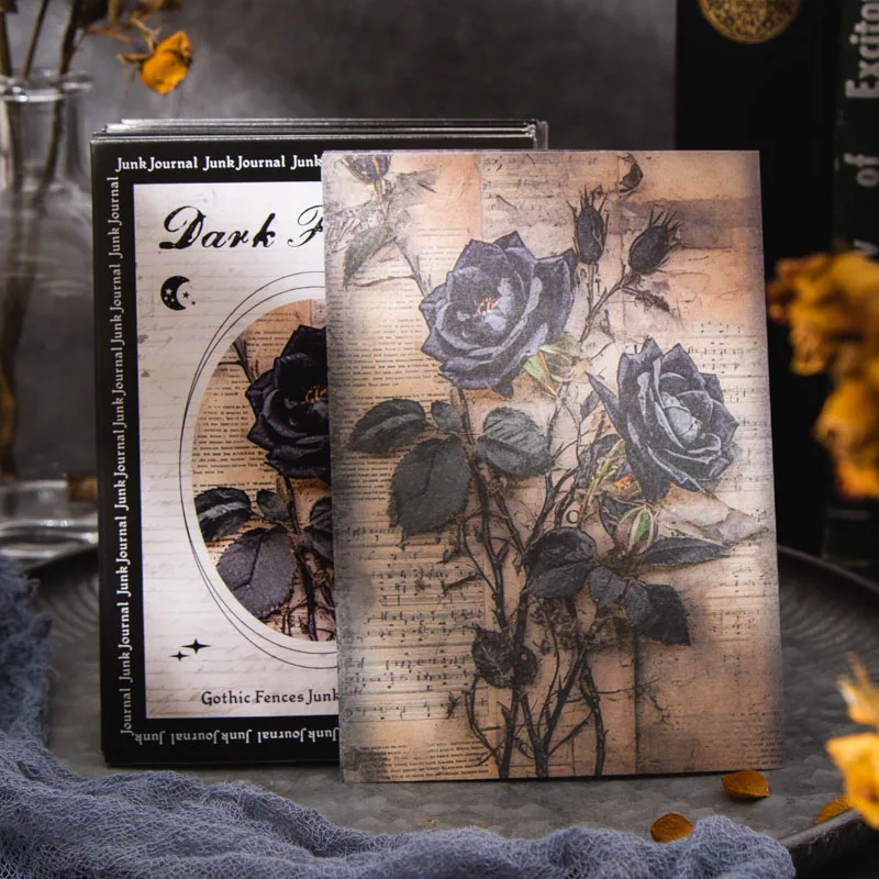 

TIANZI 30 pcs Vintage Dark themed material paper Decorative Diy Scrapbooking Diary Album junk journal Collage material