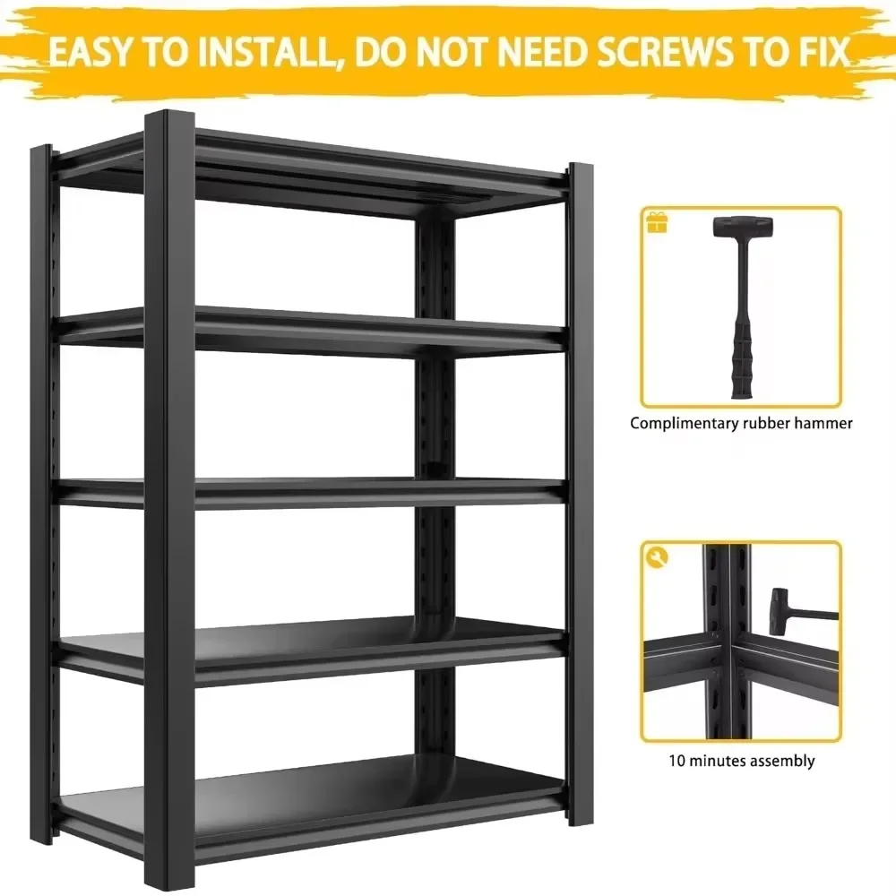 3000LBS Heavy Duty Garage Shelving Units and Storage, 5 Adjustable Levels, 48″W Metal Shelving for Garage, 72″H Standing Shelf 3