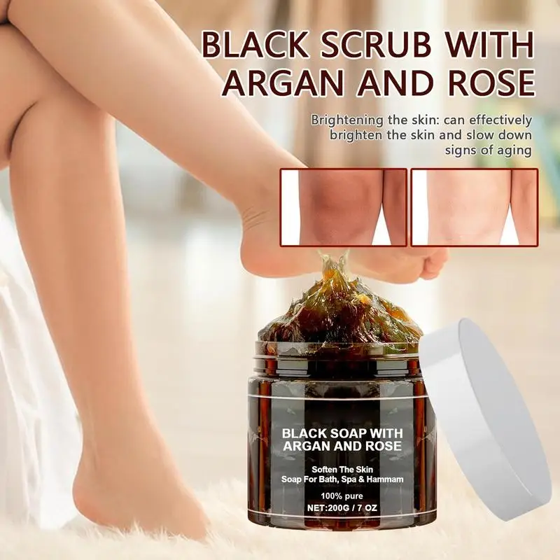 Black Beldi Soap 1pcs 200g With Argan And Rose Morocco Moisturizing Body Remove Acne Skin Care