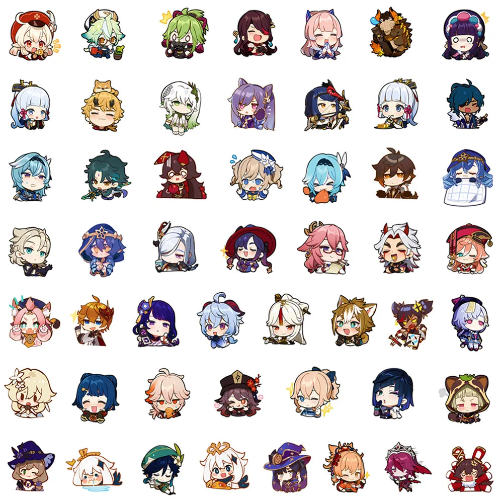 50pcs Cute Genshin Impact Cartoon Decal Stickers