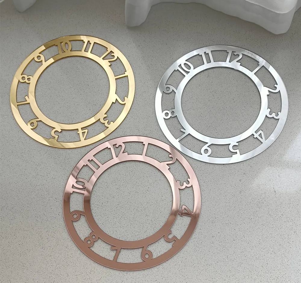 set-of-2-Modern-Mirror-Clock-Face-Number-Clock-Face-Gold-Silver-Rose ...