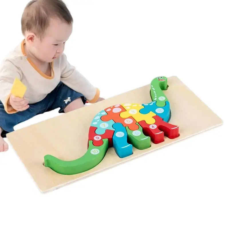 

Animal Wooden Puzzle Wooden Cartoon Dolphin Dinosaur Shape Baby Puzzle STEM Educational Learning Toy For Birthday Gifts