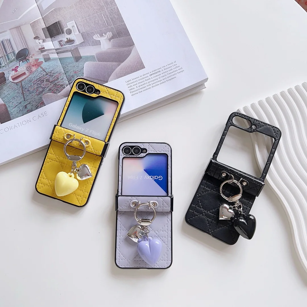 Elegant Leather Case with Charming Love Hangings - Premium Phone Cover