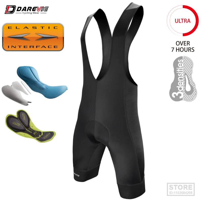 

DAREVIE Cycling Bib Shorts Men Gel Pad 6H Ride 's Pro Team Italy 7 CM Leg Gripper MTB