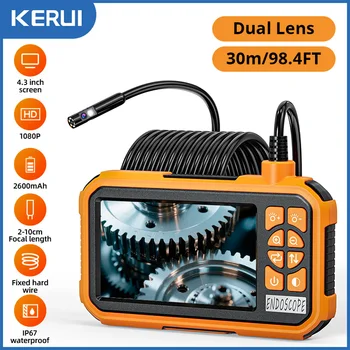 FUERS 1/5/10/20/30M Single/Dual Lens Endoscope Camera 1080P Semi-Rigid Snake Camera Sewer Cable 2600mAh Battery for Pipeline 1