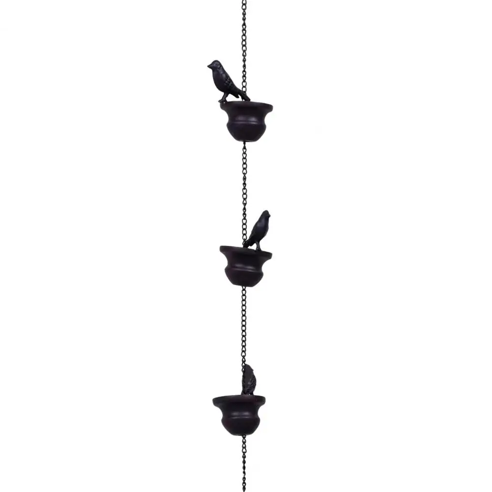 Rain Chain For Gutters Downspouts Replacing Rainwater Collector Cups With Decorative Bird Statues Metal Soothing Rain Chime