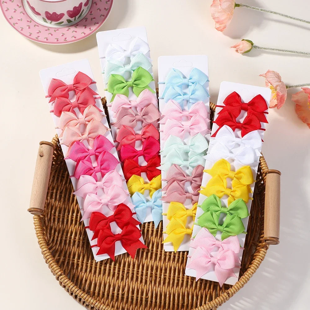 Hair Bands 10Pcs Bows Elastic Hair rubber band Hair Ties Ribbon Pigtail Grosgrain accessories girl Baby Gift for children