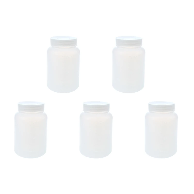 

5X Laboratory Chemical Storage Case White Plastic Widemouth Bottle 500ML