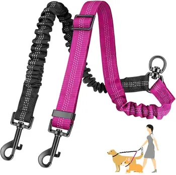 Dual Dog Leash Attachment – Bungee Adjustable 1