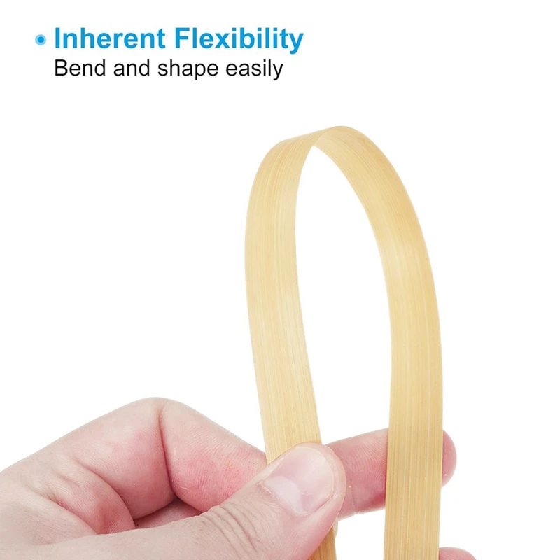 Bamboo Strips For Weaving 7/16Inchx 10 Ft 5 Pack Thin Flat Wicker Rattan Cane Reed For Making Basket DIY Crafts Beige Durable