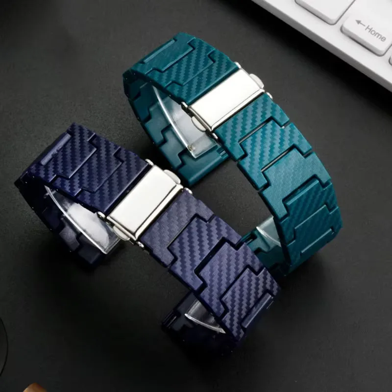 Carbon Fiber Watch Band - Premium Link Bracelet, 20mm/22mm Strap