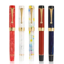 

New Jinhao 100 Centennial Resin Gold Arrow Clip Fountain Pen F 0.5mm Nib Writing