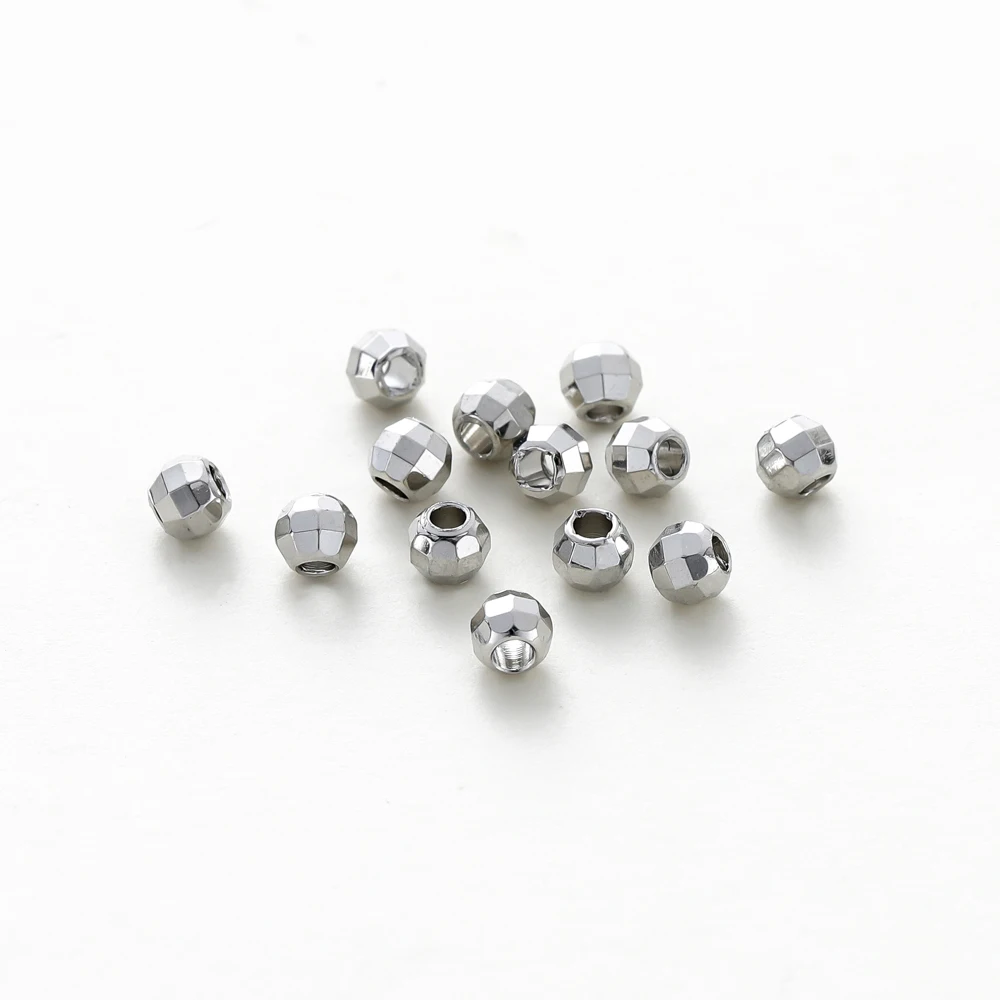 20-100 Pz/lotto 14K 18K Placcato Oro Platino Distanziatore Allentato Rotondo Perline Di Rame Perline Per Gioielli Fai Da Te Collana Perline Forniture-Oro Rosa,4mm X50pcs - Foto 4