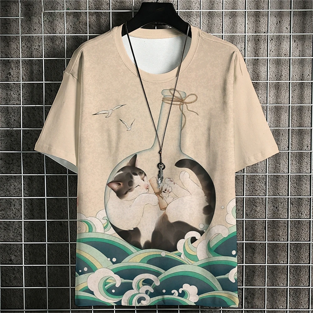 Mens Graphic Animal 3D Print Short Sleeve T Shirt