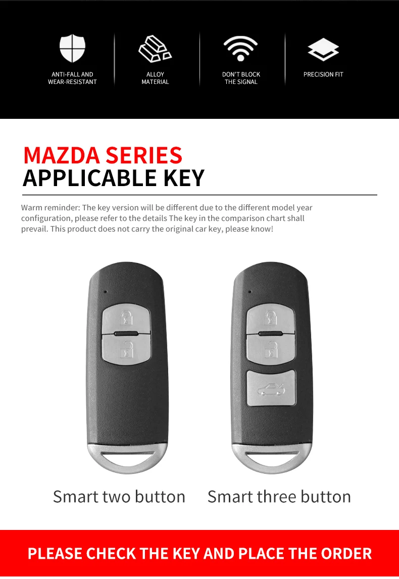 Zinc Alloy Car Remote Key Case Cover Shell Mazda 2 3 6 BL BM GJ Atenza Axela Demio CX3 CX-3 CX5 CX-5 CX7 CX9 MX5 KE KF Keyless - S60ee1237f6c5417eb7a79a9bf31f5d9el