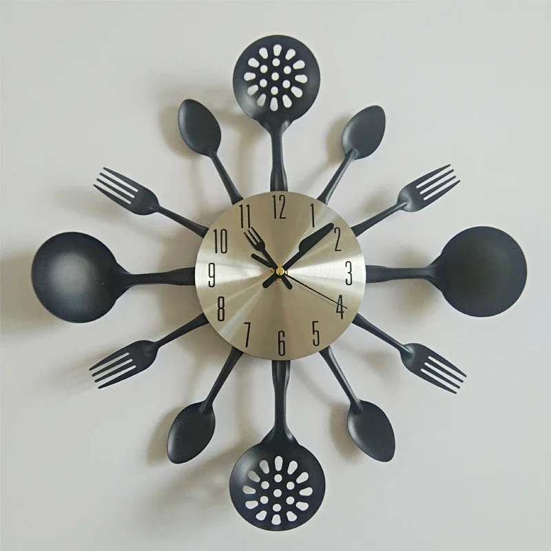 

Metal Kitchen Decoration Wall Clock Knife Real Quartz Mute Modern Separates Needle Watch Home