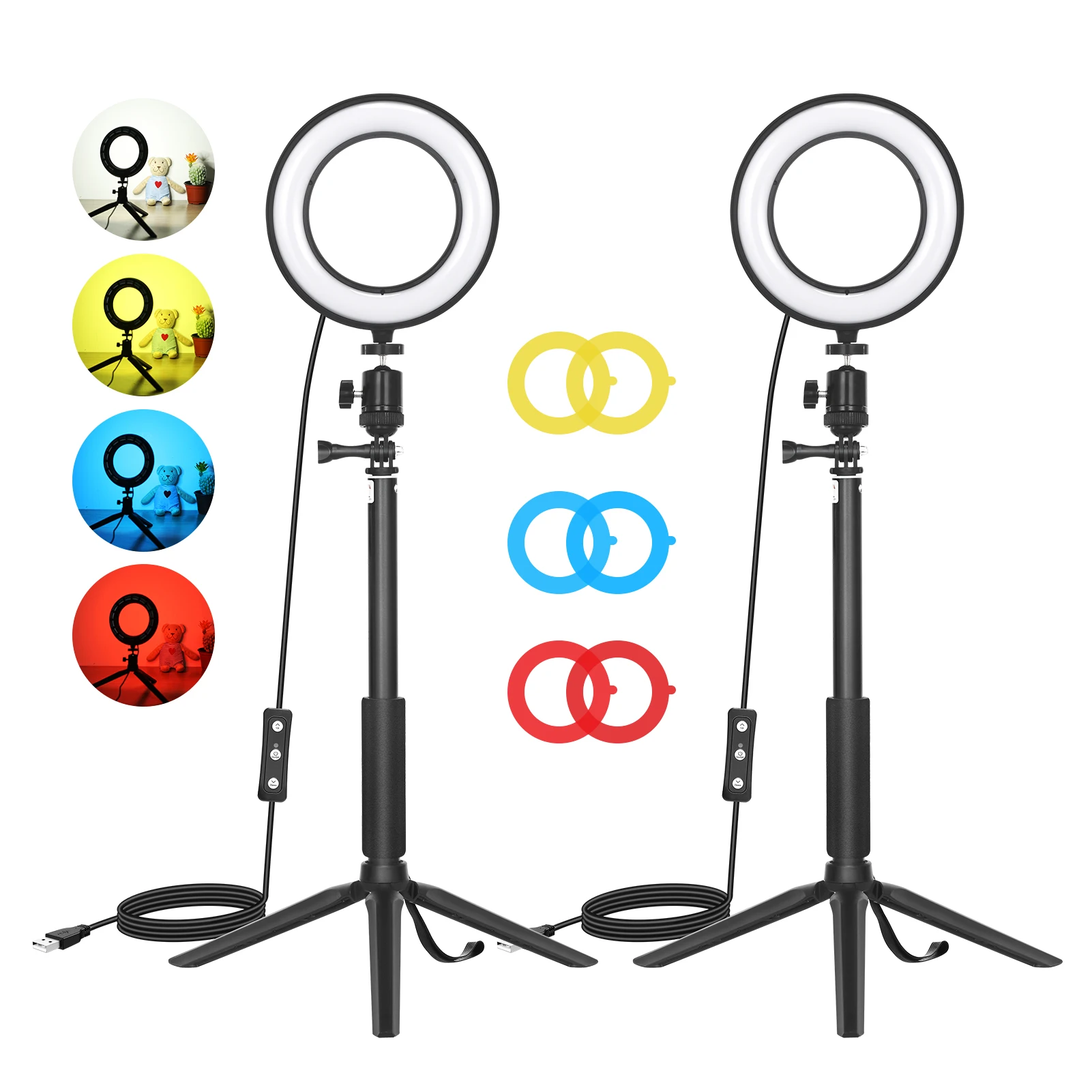 Desktop USB Ring LED Video Lights Kit with Tripod for Conference