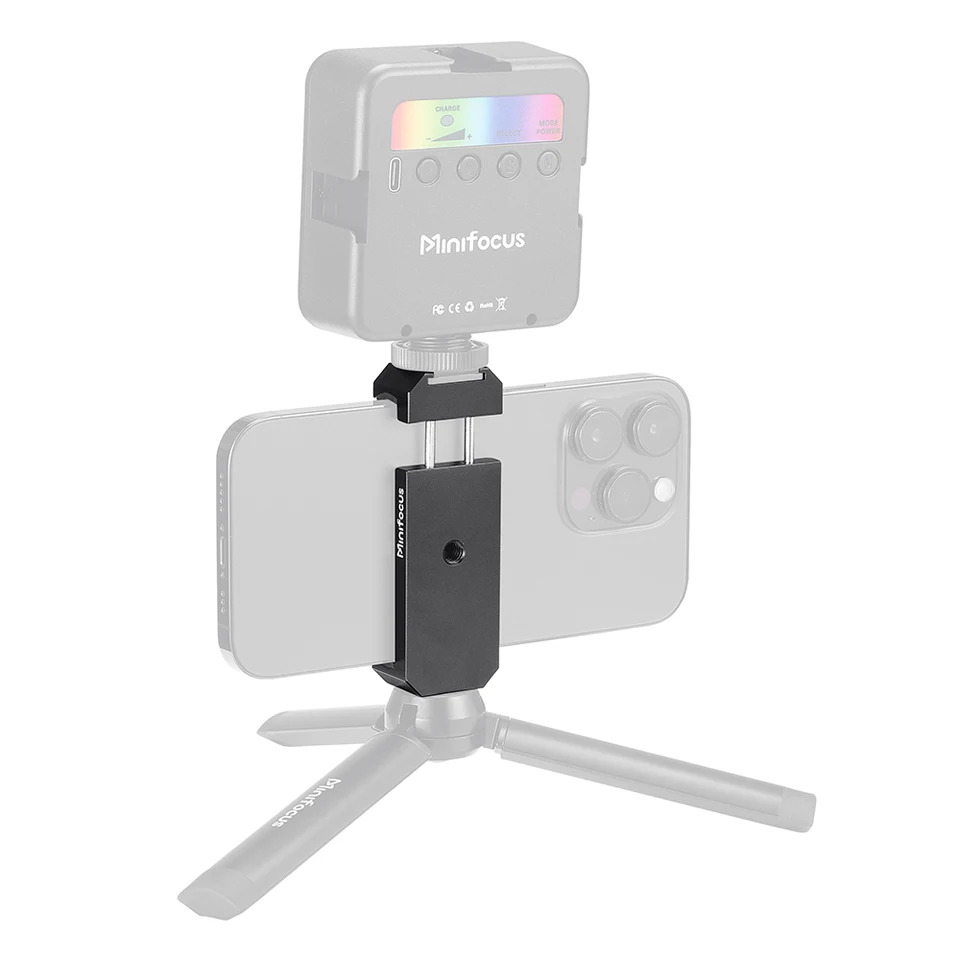 Morsetto per supporto per telefono cellulare Clip per telefono Supporto per treppiede con adattatore per slta fredda per iPhone Smartphone Vlog Riprese video Microfono con luce a LED  44