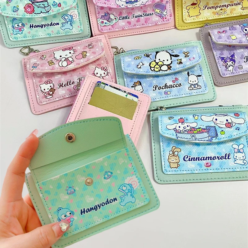 

Sanrio Cinnamoroll Kuromi Mymelody kawaii аниме PU ID кредитный кошелек мультяшный Кошелек для монет доступ к автобусу сумка для хранения карт