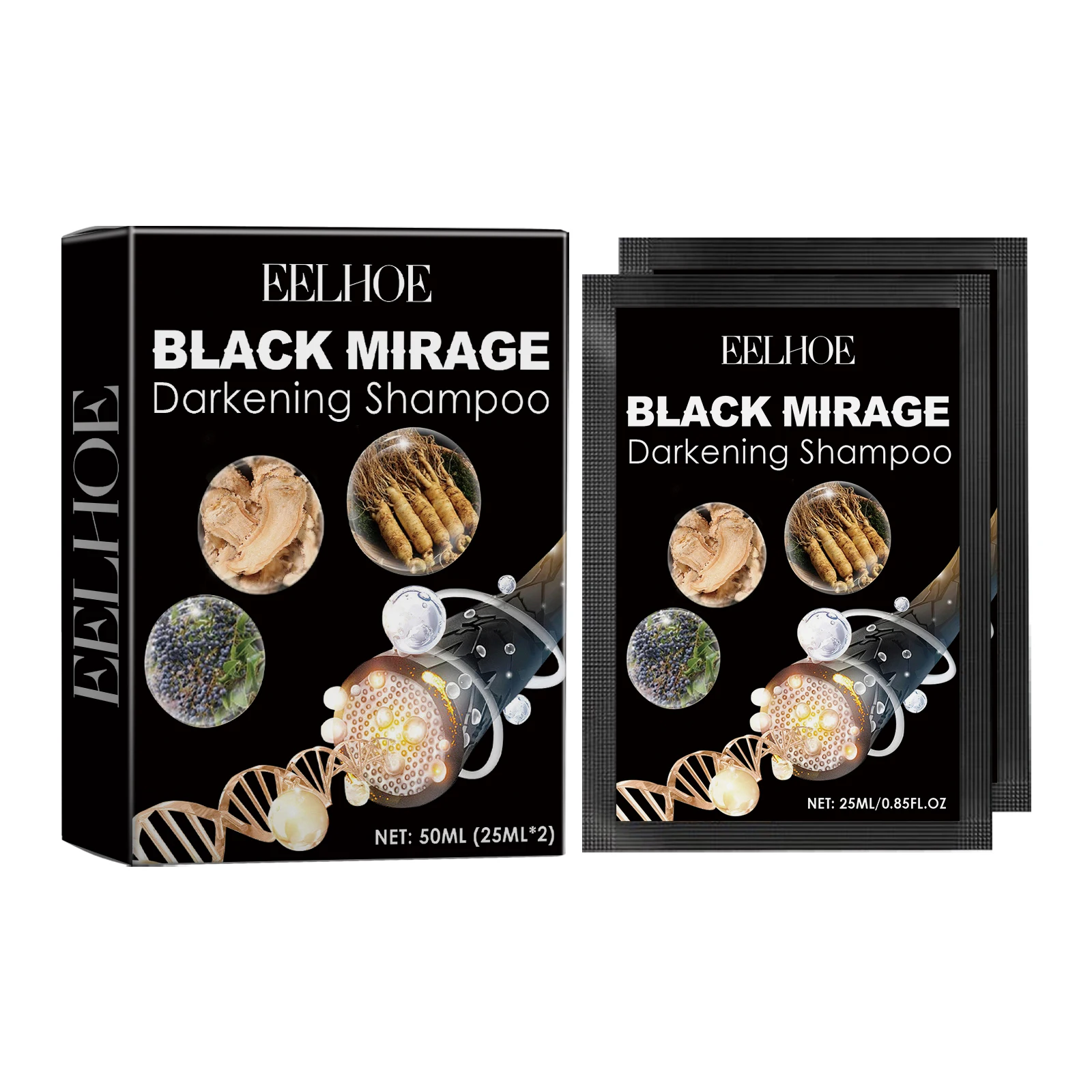 EELHOE Hair Dye Shampoo Polygonum Multiflorum Fast Hair Dye Shampoo Covers Gray Herbal Ingredient White To Black For Women Men 2