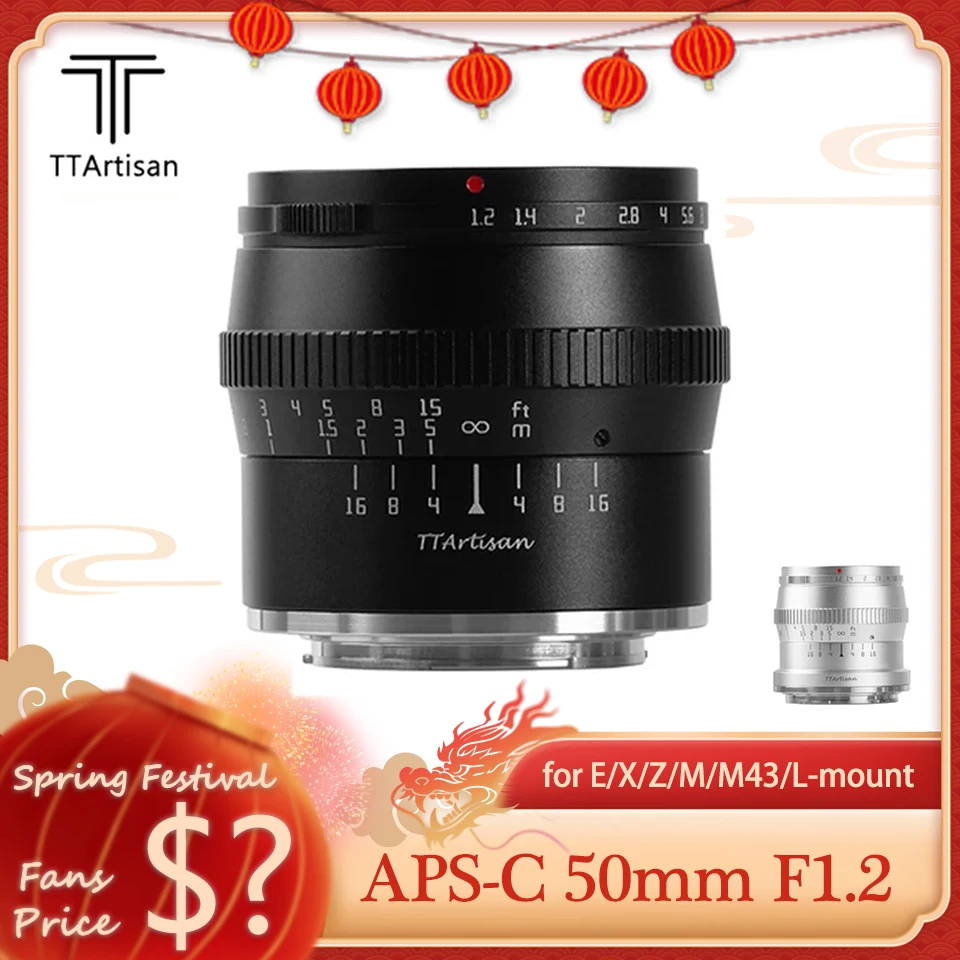 Ttartisan Aps-C 50Mm F1.2 Obiettivo Verticale Per Sony A6000 A6500 A7 A9 Fuji X-T4 Canon M5 Nikon Z5