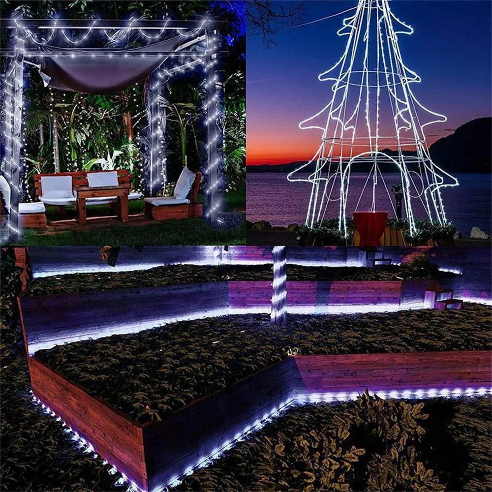 Solar LED Tube Rope Light Garland - Outdoor Decorative Lighting
