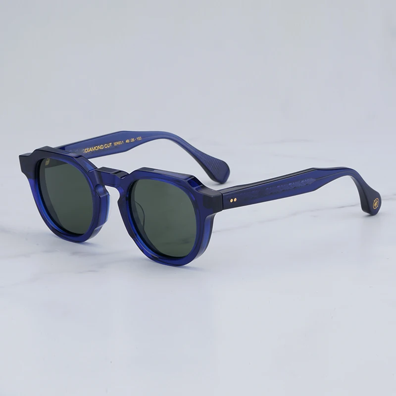 Japanese TVR Series1 Retro Clear Blue Sunglasses Round Type for Men and