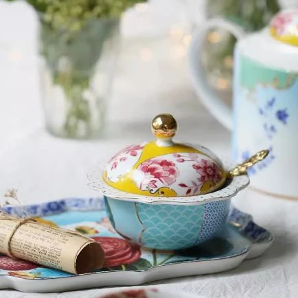 Royal Flowers Afternoon Teapot Plate Cup&Saucer