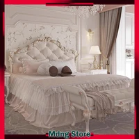 Chambre à coucher lit rembourré nordique rangement fantaisie princesse lit de couchage tables de nuit Double Letto matrimoniale accessoires pour la maison 1