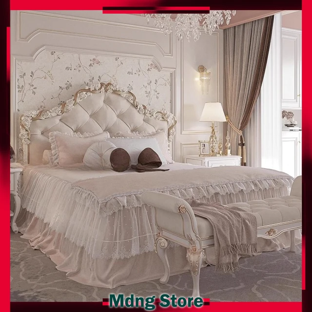 Chambre à coucher lit rembourré nordique rangement fantaisie princesse lit de couchage tables de nuit Double Letto matrimoniale accessoires pour la maison 1