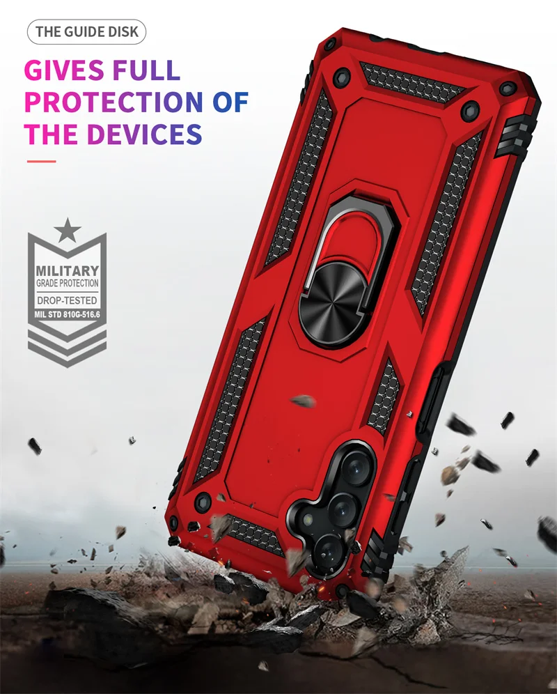 For Samsung A04S Case Car Magnetic Ring Holder Armor Back Cover for Samsung Galaxy A04S A 04S SM-A047F Shockproof Phone Cases 6