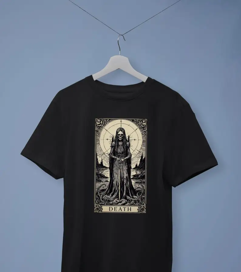 

Death Tarot Card T-Shirt, Witchy Aesthetic Clothes, Pastel Goth Clothing, Dark Academia, Goblincore Mystical Shirt, Occult Witch