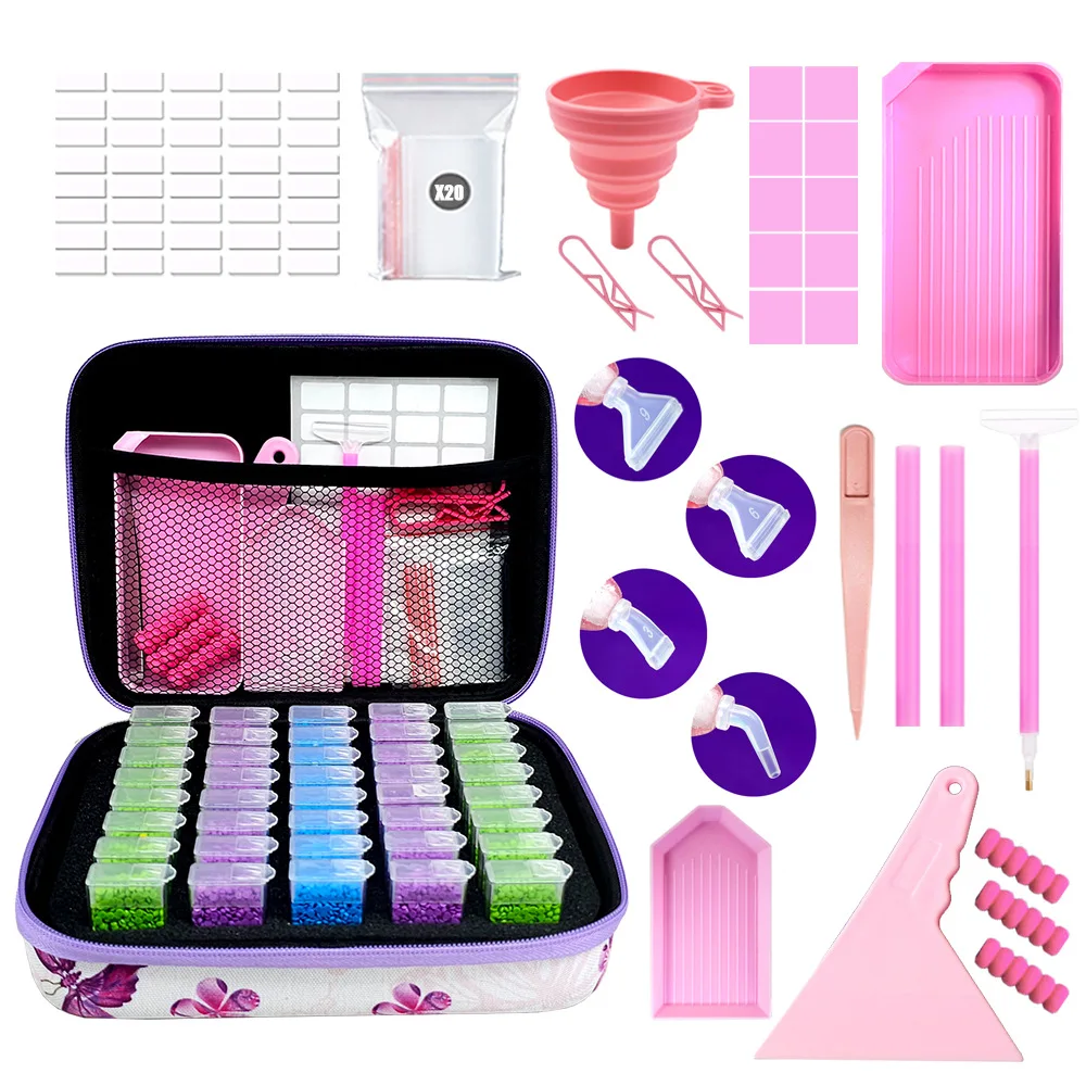 Butterfly Pattern Handbag Diamond Storage Box Lot Painting Accessories Stitch Daimond Wax Empty Tools Suitcase Daymond Art Pen diamond painting,diamond painting accessories,diamond painting pen,diamond painting accessory box