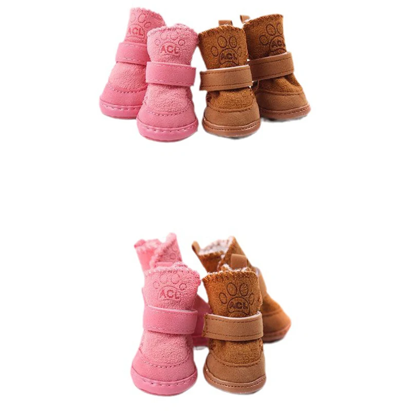 4pcs/set Pet Dog Shoes Winter Warm Shoes for Small Medium Dogs Anti-slip Puppy Rain Snow Boots Footwear Cat Dog Walking Sneakers images - 6