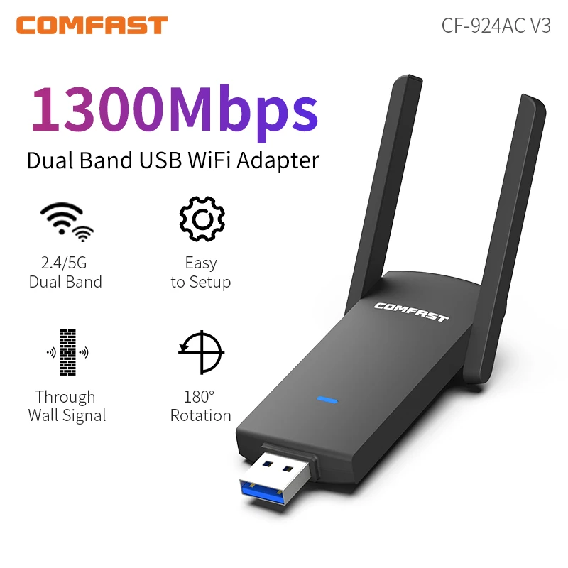 COMFAST Drive adattatore WiFi Gigabit gratuito 2.4G 5G supporto per scheda di rete Dual Band WPA3 MU-MIMO Dongle Wireless per Win 7/8/10/11