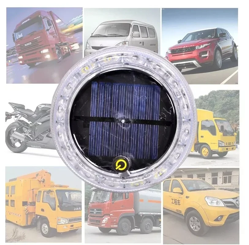 Solar Car Night Safety Flashing Led Light Magnetic Base Car Warning Lamp Anti-Collision Wide Tail Light Auto Tool