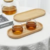Solid Wood Round  Heat InsulationTray Dessert Plate Japanese-style Snack Dried Fruit Plate Oval Tea Tray Kitchen Tableware 1
