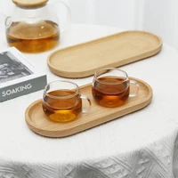 Solid Wood Round  Heat InsulationTray Dessert Plate Japanese-style Snack Dried Fruit Plate Oval Tea Tray Kitchen Tableware 1