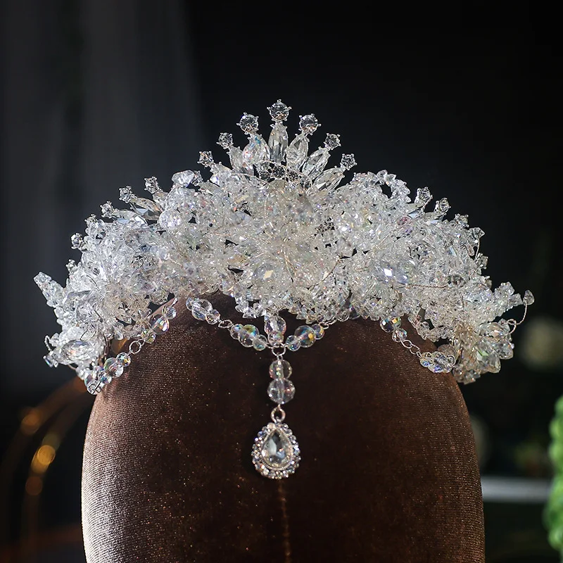 

Bridal Tiara Crystal Wedding Crown Hair Accessories Diadem Fashion Luxury Bride Headdress Forehead Headband Pageant Headwear