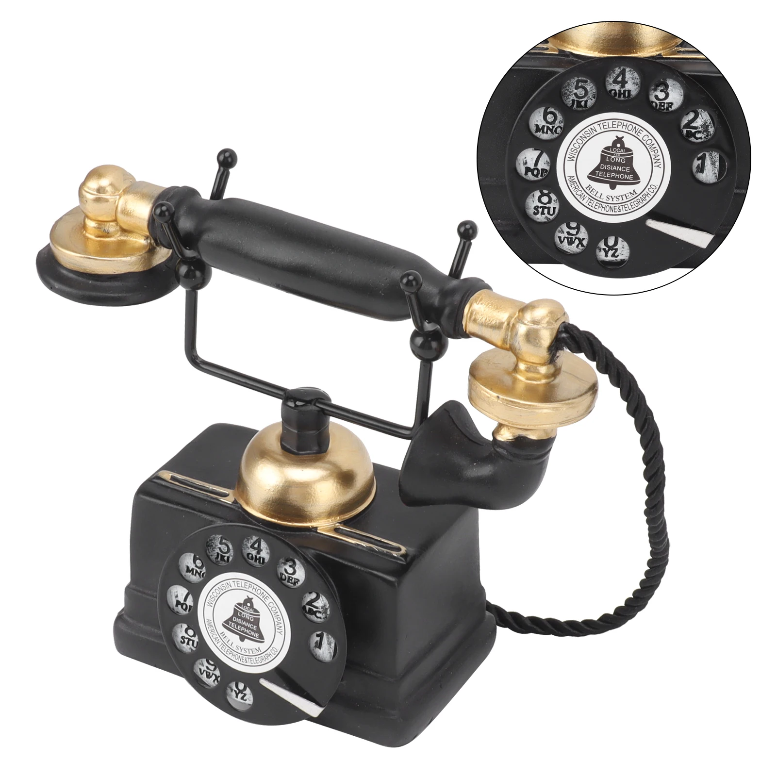 【New】Large Retro Decorative Phone Model Resin Vintage Rotary Telephone Decor Statue Decoration for Cafe Bar Window Decor