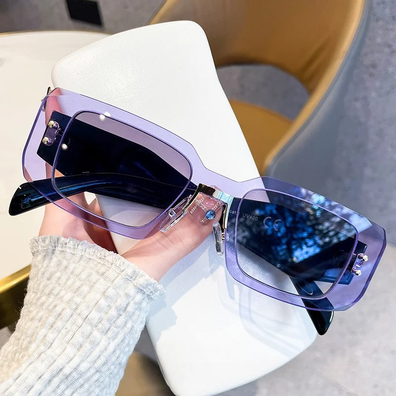 

Rimless Sunglasses Women's Fashion Gradient Sun Glasses Rectangular Y2k Glasses Punk Casual Eyeglasses Designer Shades Glasses