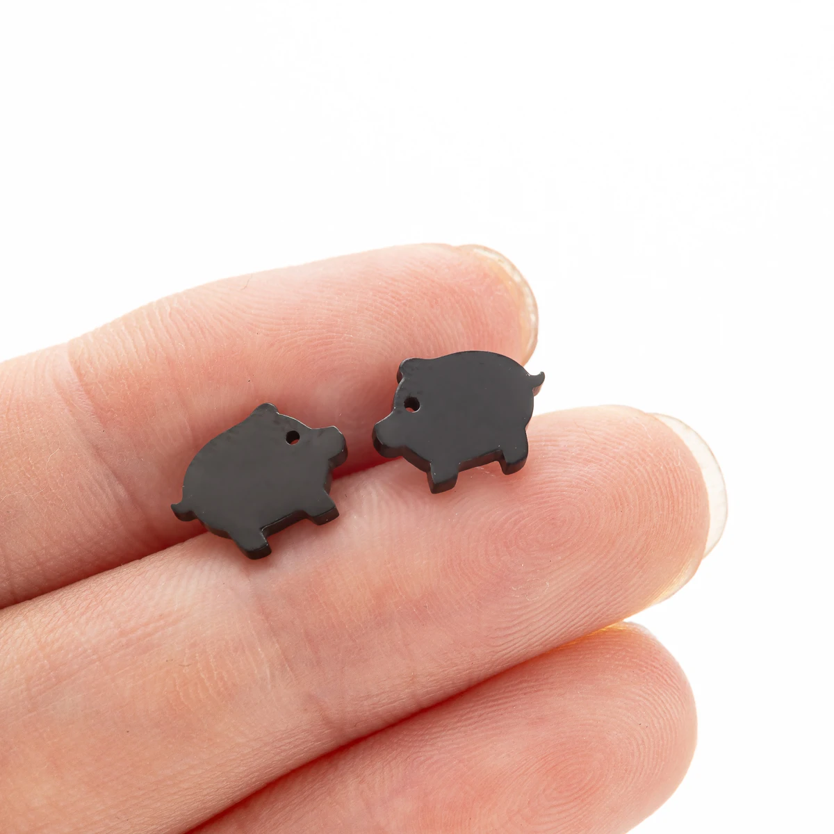 thumbnail interactive-video image 1 of Pig Stud Earrings 925 Sterling Silver - Dainty Animal Farm Jewelry Gift 1 of 10